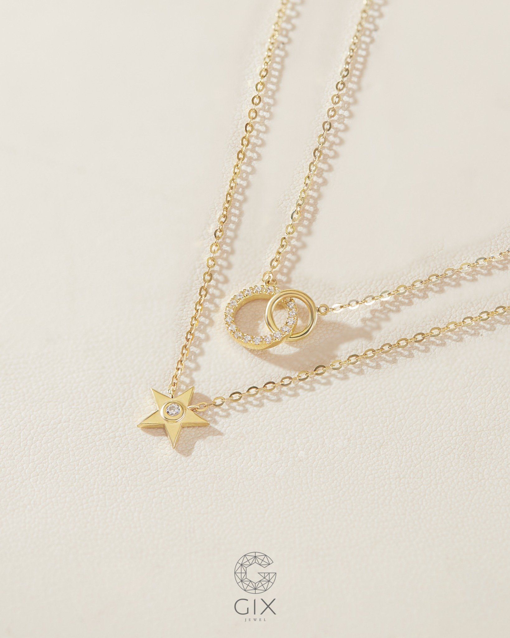  Dây chuyền vàng tây đẹp sợi mảnh hình tròn lồng nhau - Infinity Bond | Gix Jewelry 