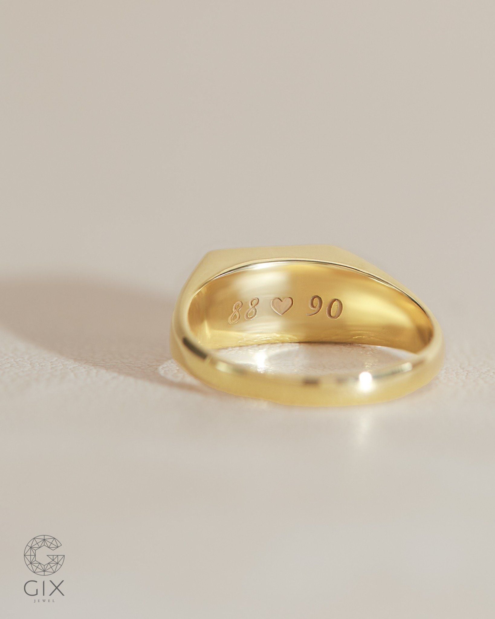  Nhẫn signet nam nữ vàng 18k & bạc 925 mặt vuông khắc tên | Gix Jewel 