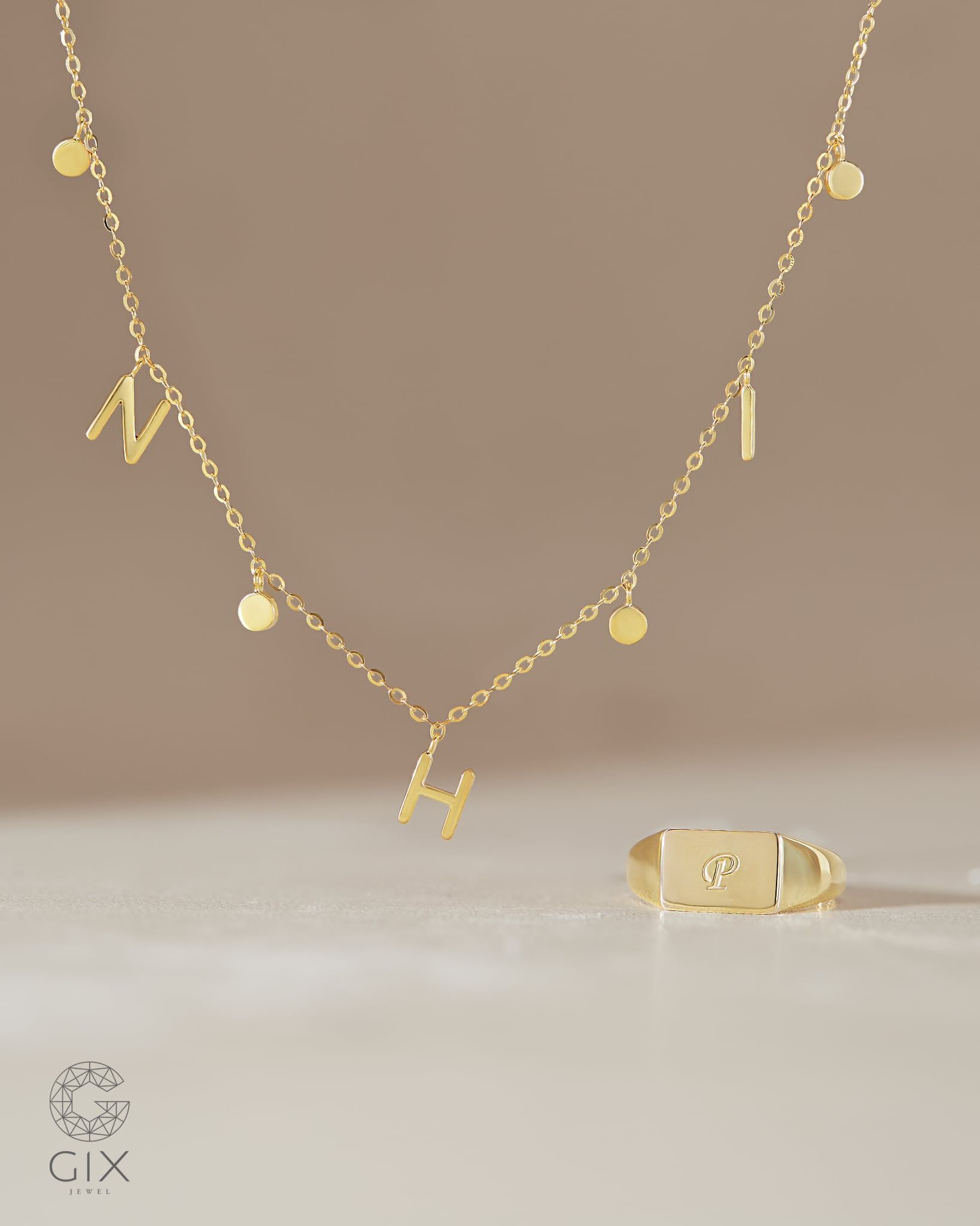  [CÓ SẴN] Dây chuyền vàng 14k treo 7 kí tự | Gix Jewel 