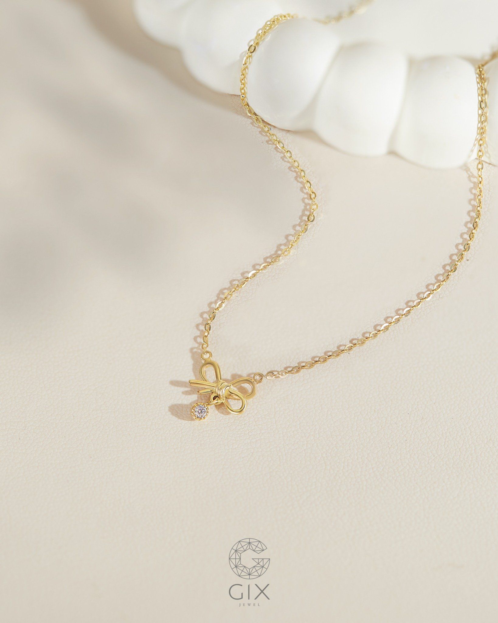  Dây chuyền nữ hình nơ xinh sợi mảnh vàng tây & bạc đẹp | Gixjewel 