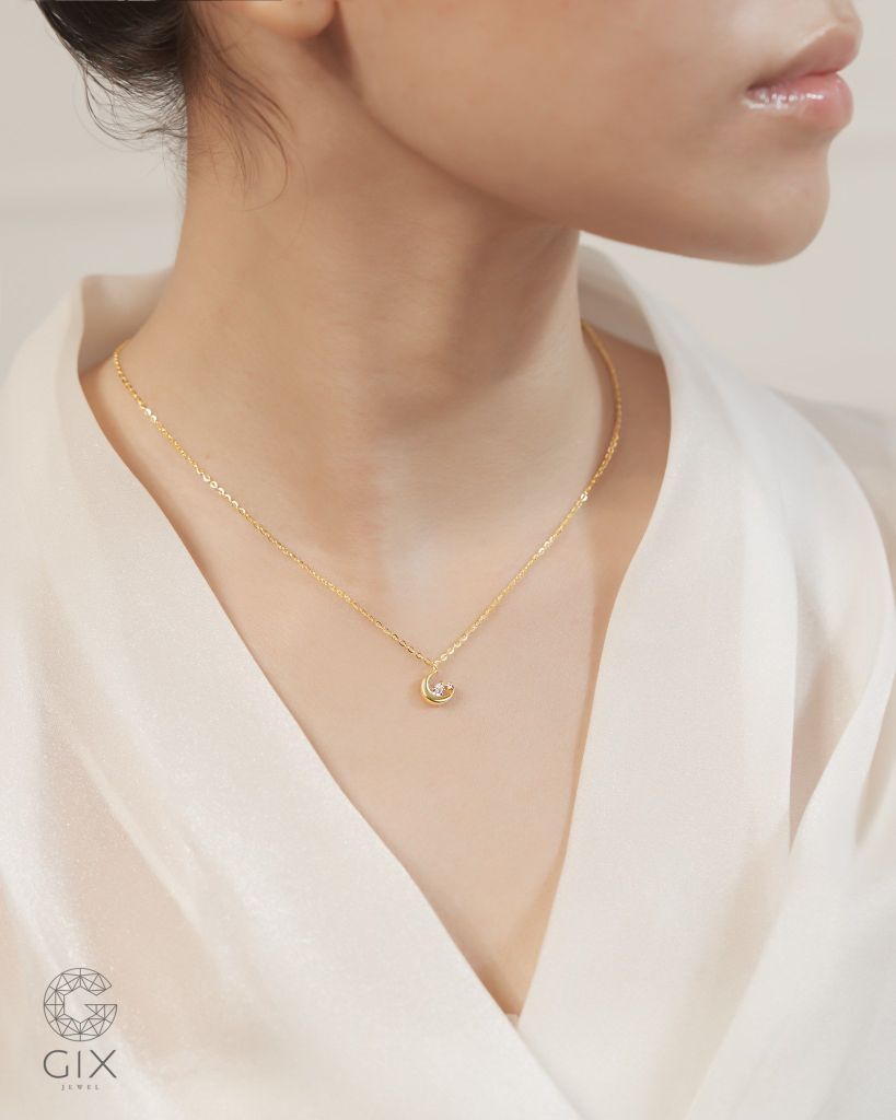  Dây chuyền trăng khuyết vàng tây & bạc đẹp sợi mảnh | Gixjewel 
