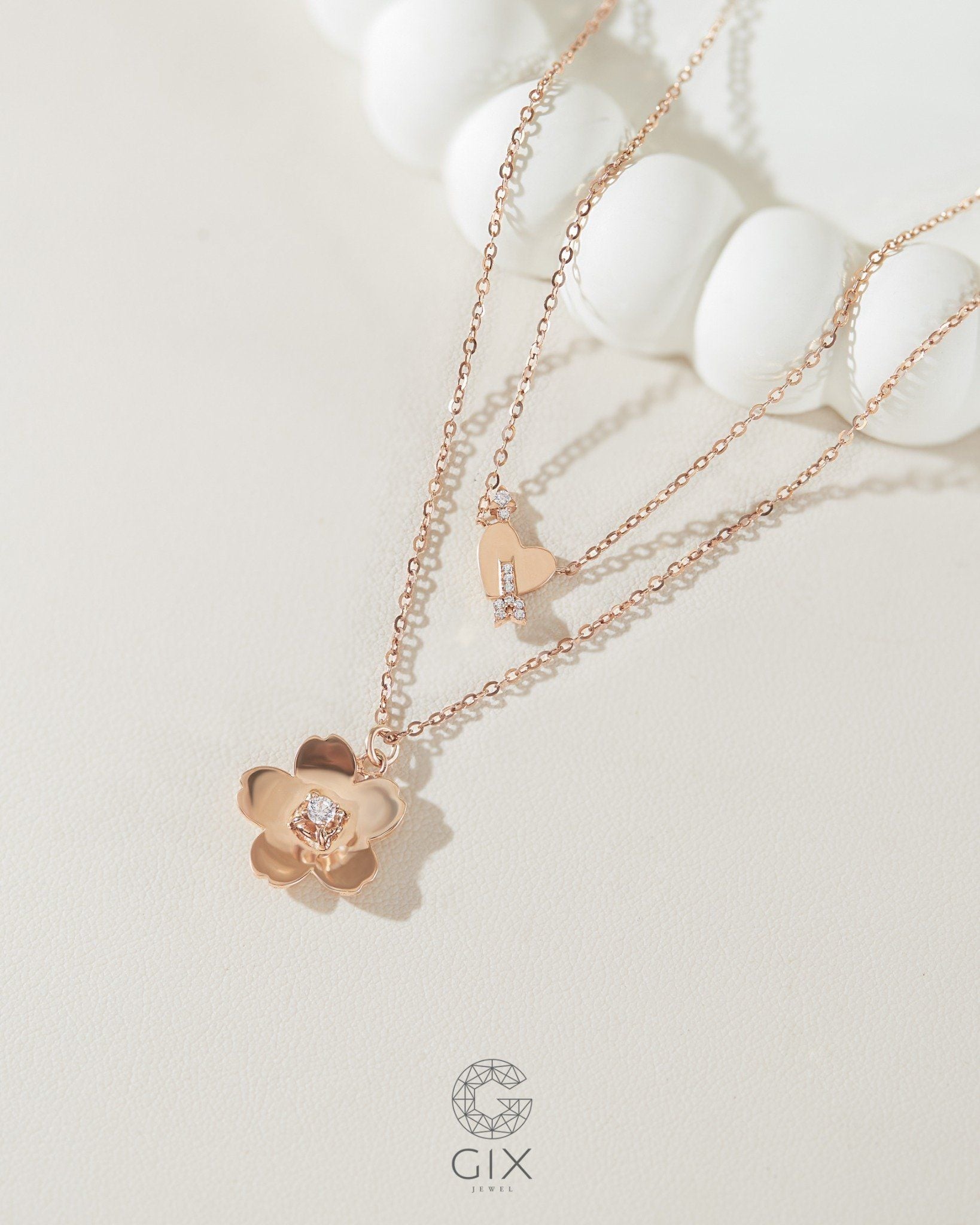  Dây chuyền vàng hồng 18k hình trái tim - Lush Heart | Gixjewel 