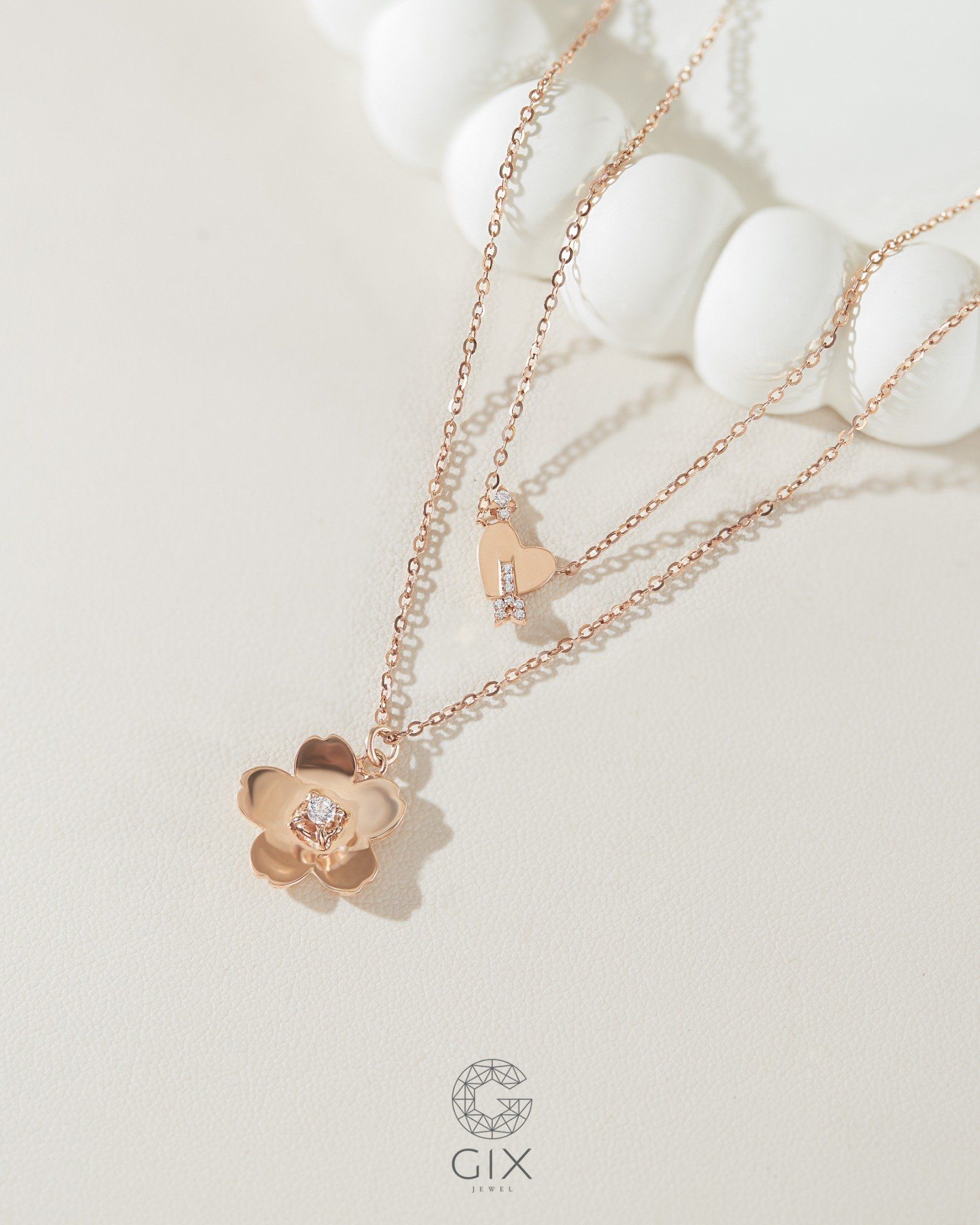  Dây chuyền bông hoa vàng hồng sợi mảnh đẹp đính đá - Secret Petal | Gixjewel 