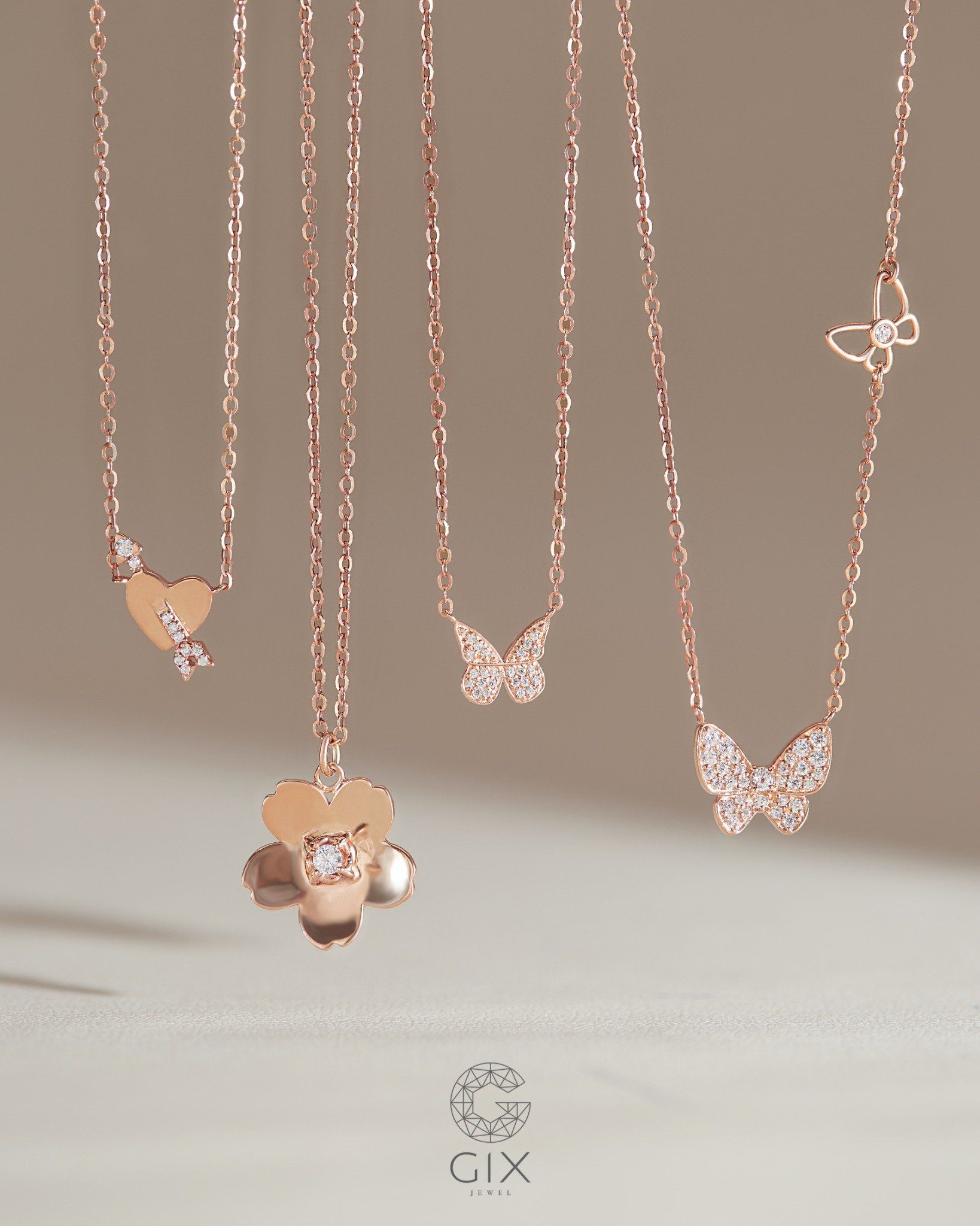  Dây chuyền bông hoa vàng hồng sợi mảnh đẹp đính đá - Secret Petal | Gixjewel 