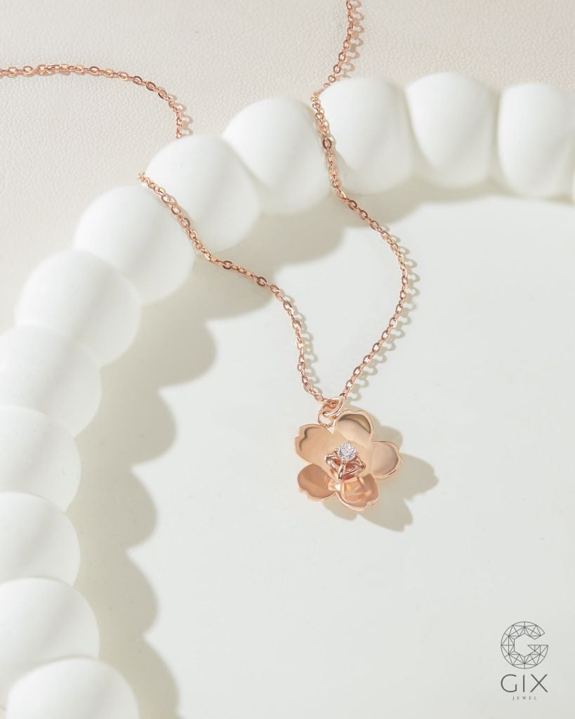  Dây chuyền bông hoa vàng hồng sợi mảnh đẹp đính đá - Secret Petal | Gixjewel 