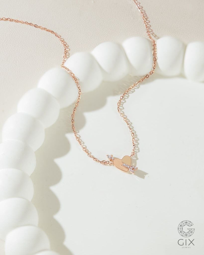  Dây chuyền vàng hồng 18k hình trái tim - Lush Heart | Gixjewel 