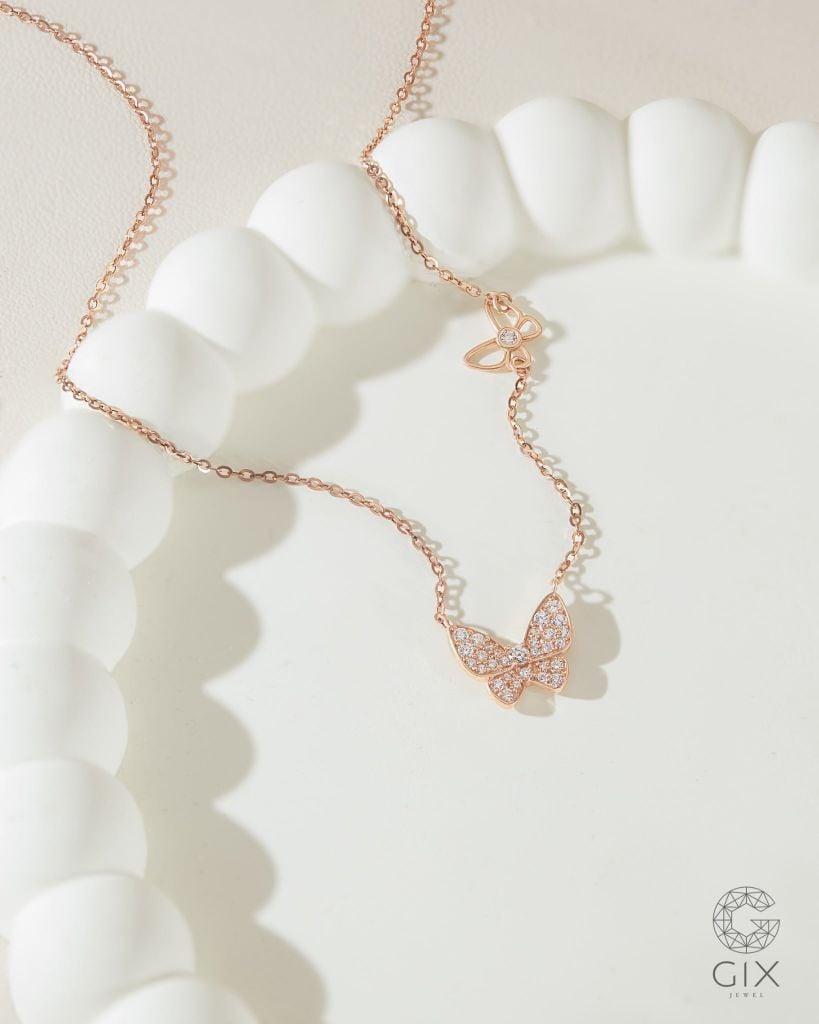  Dây chuyền bươm bướm vàng hồng 18k - Rosy Flutter | Gixjewel 
