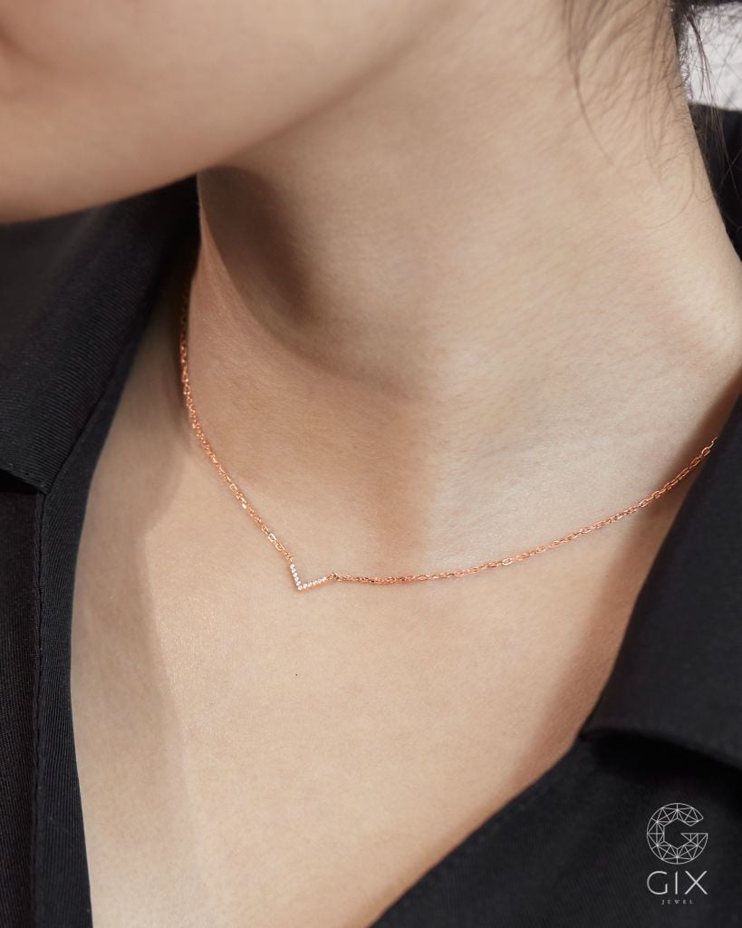  Dây chuyền kim cương tấm vàng hồng đẹp - Aura Floret | Gix Jewelry 