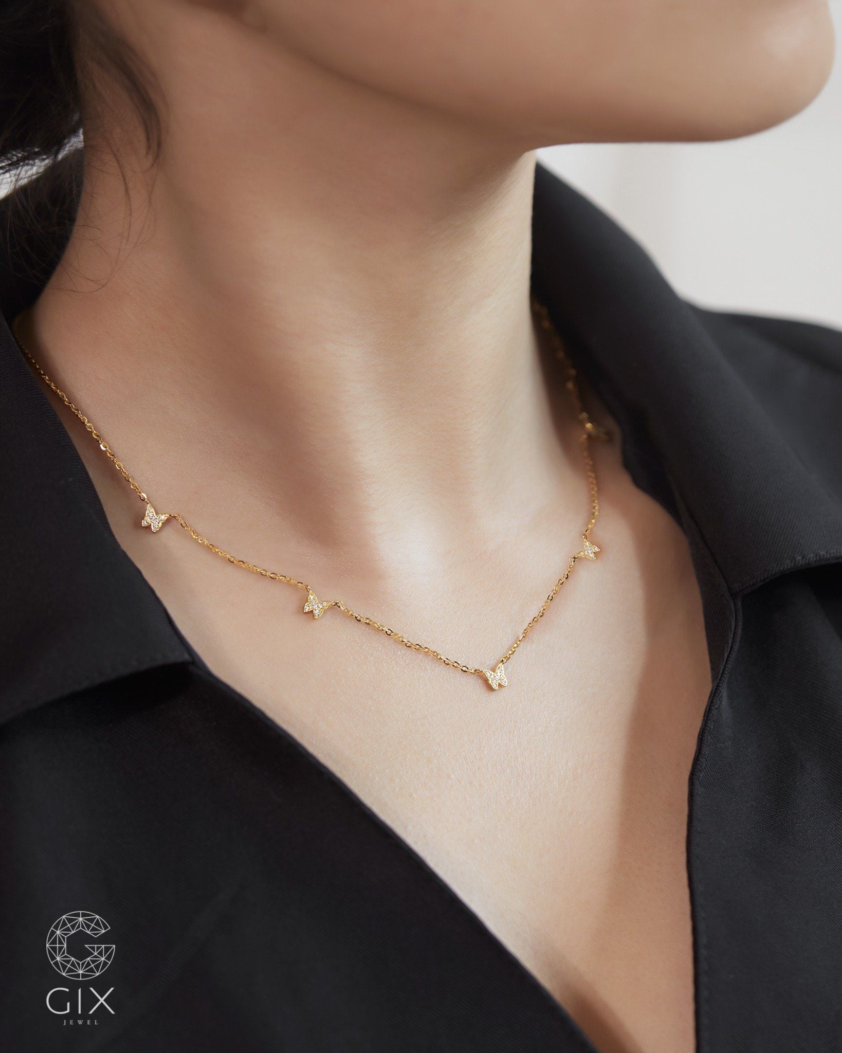  Dây chuyền bướm vàng tây & bạc mạ vàng 18k đẹp - Misty Wing | Gixjewel 