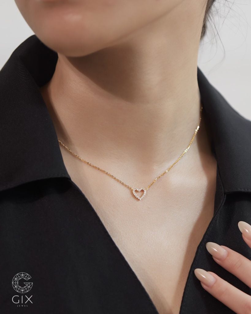  Dây chuyền trái tim vàng tây & bạc mạ vàng 18k - Heartstrings | Gixjewel 