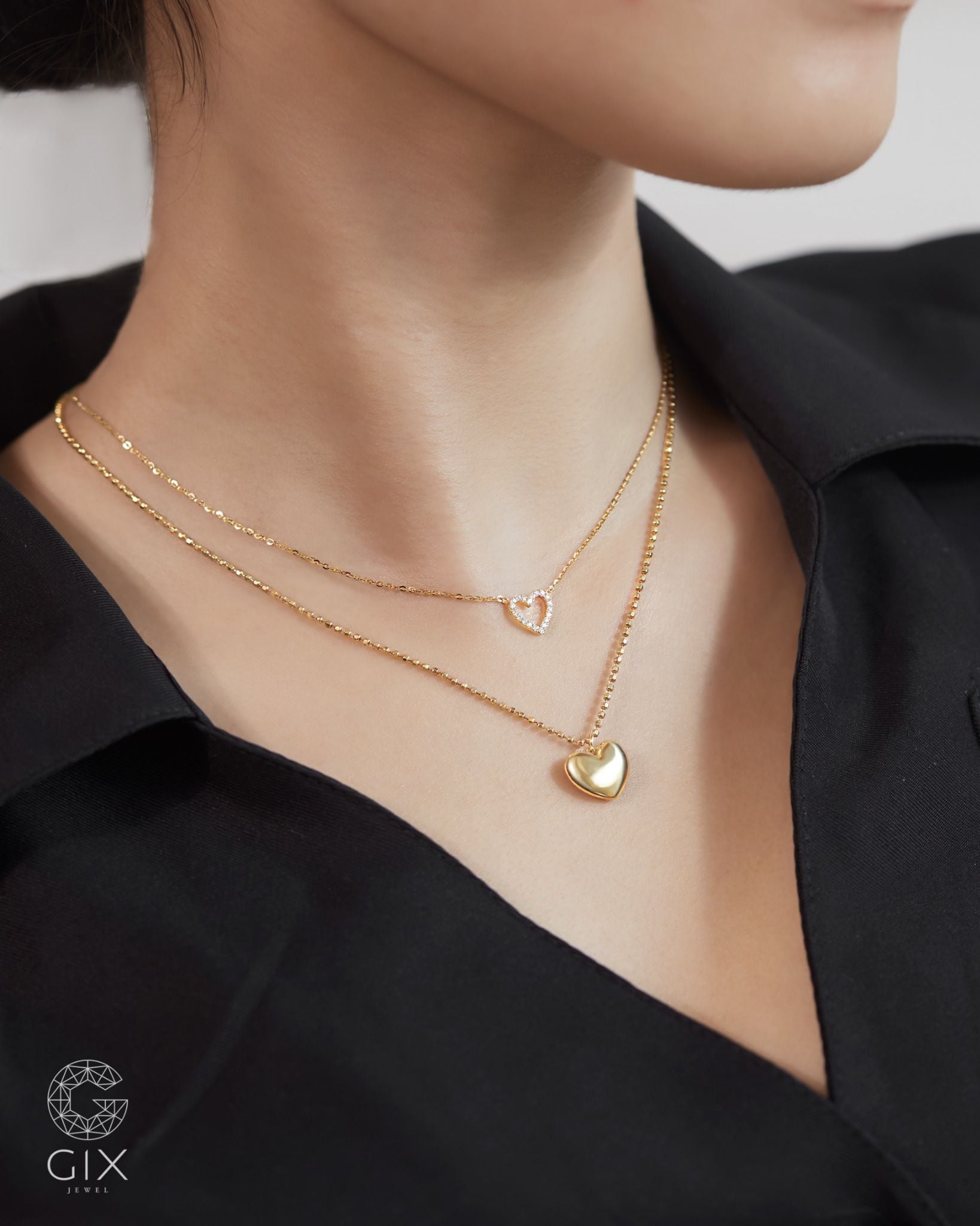 Dây chuyền bi vàng 18k hình trái tim - Celeste Heart | Gixjewel 