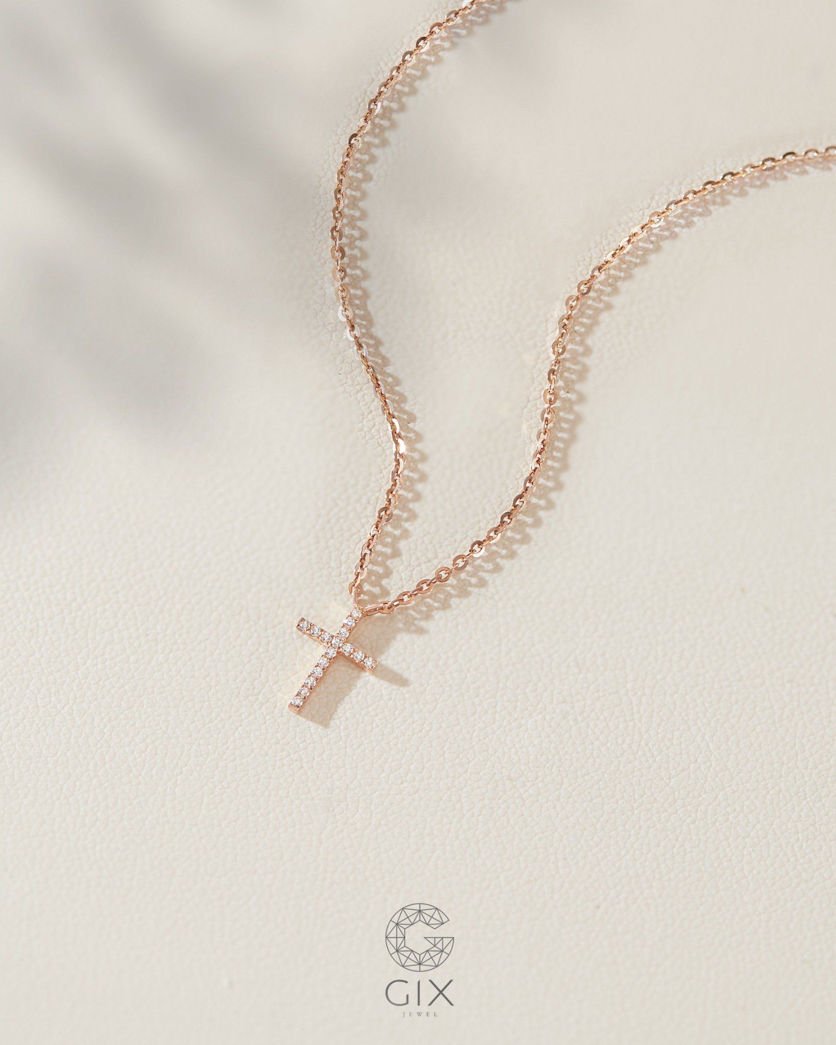  Dây chuyền thánh giá sợi vàng hồng đẹp đính kim cương | Gix Jewelry 