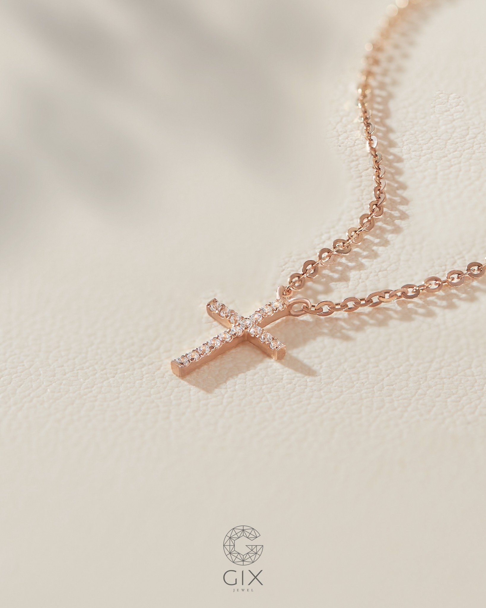  Dây chuyền thánh giá sợi vàng hồng đẹp đính kim cương | Gix Jewelry 