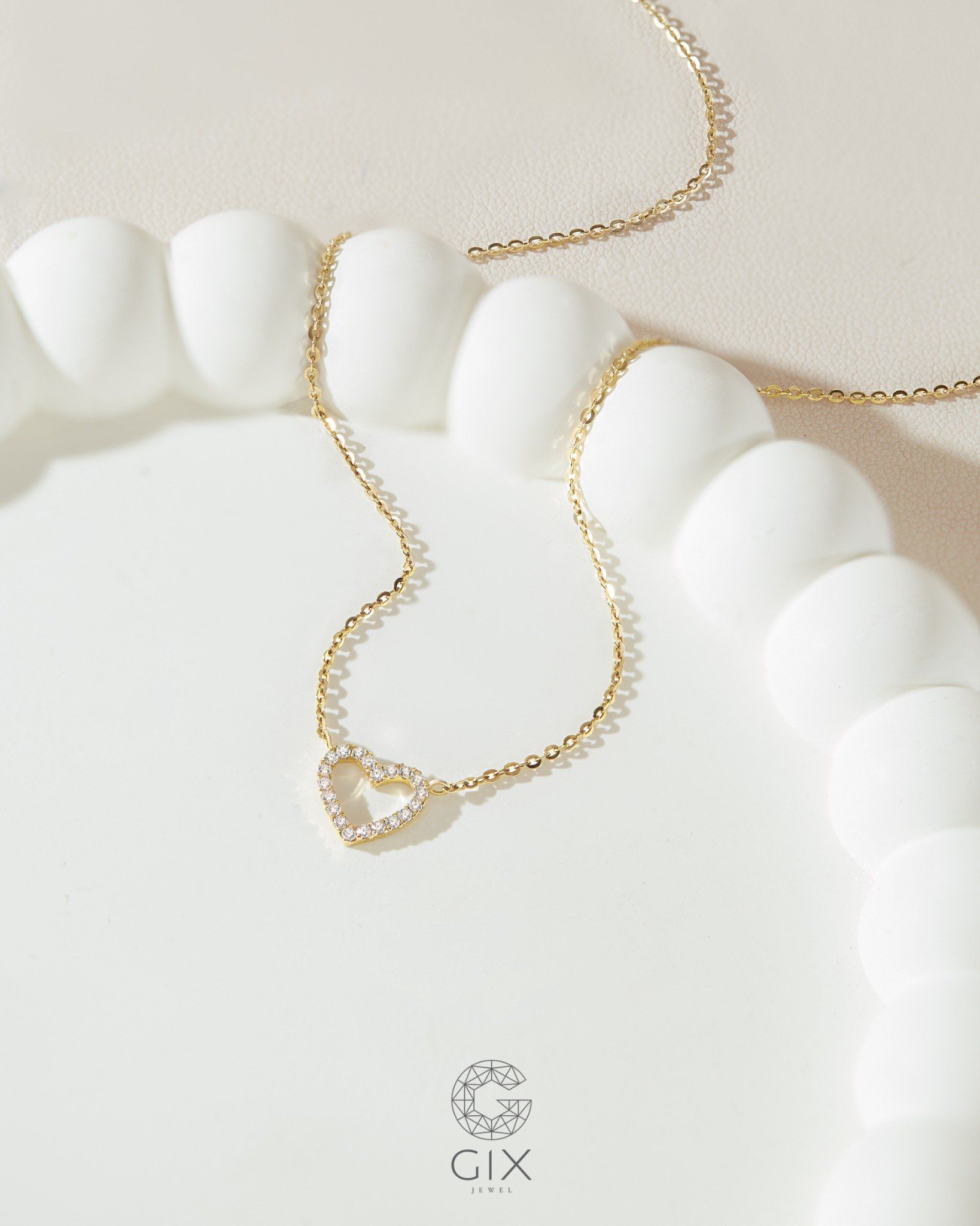  Dây chuyền trái tim vàng tây & bạc mạ vàng 18k - Heartstrings | Gixjewel 