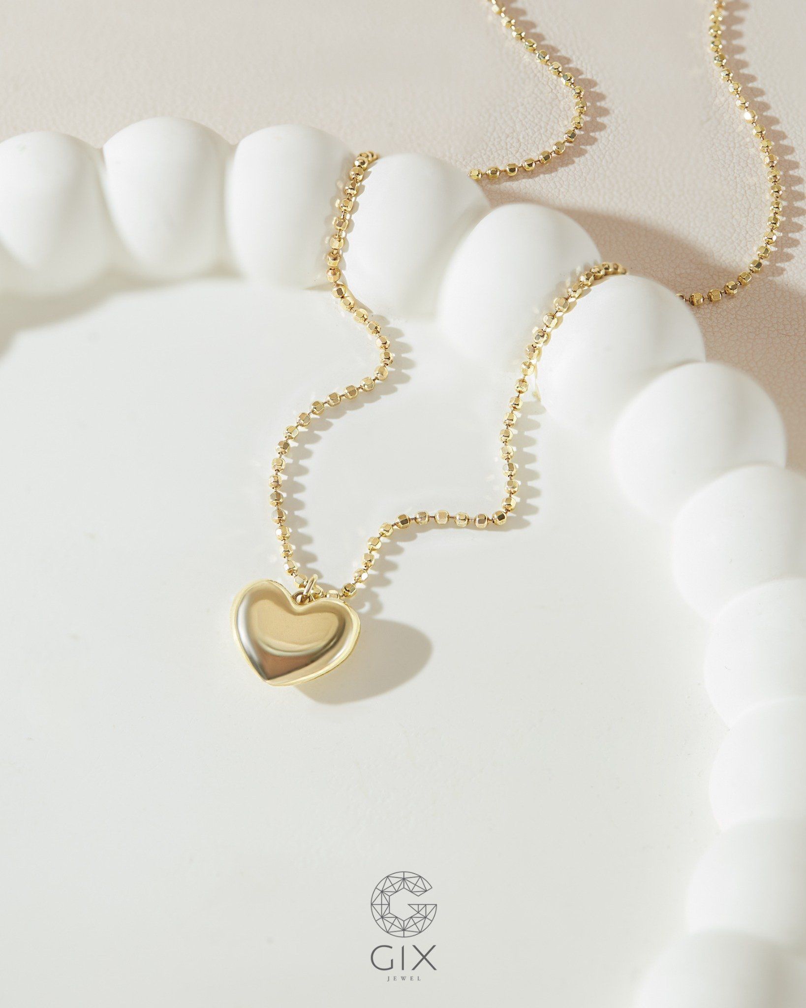  Dây chuyền bi vàng 18k hình trái tim - Celeste Heart | Gixjewel 