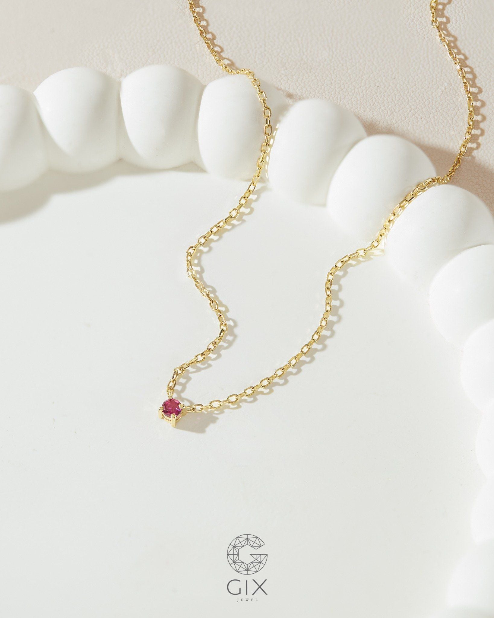  Dây chuyền vàng tây đính đá đỏ đẹp | Gix Jewel 