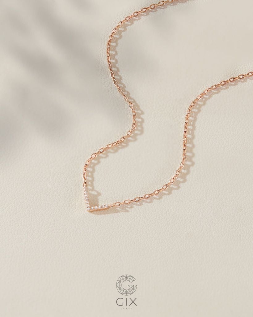  Dây chuyền kim cương tấm vàng hồng đẹp - Aura Floret | Gix Jewelry 