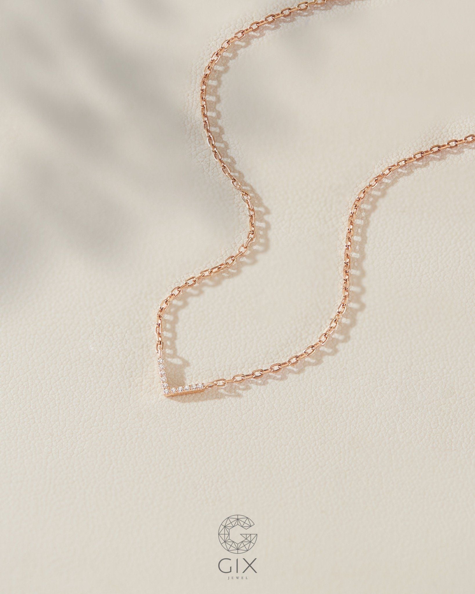  Dây chuyền kim cương tấm vàng hồng đẹp - Aura Floret | Gix Jewelry 