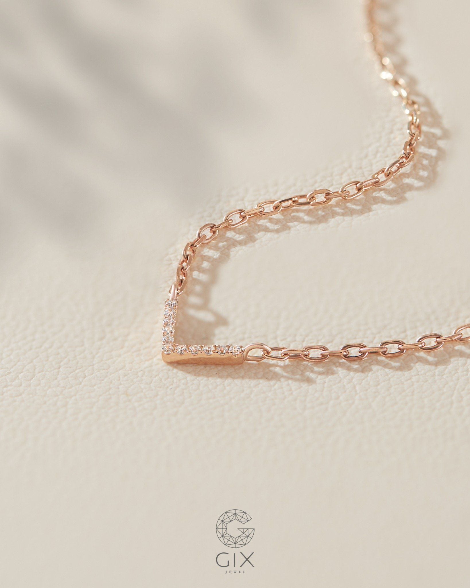  Dây chuyền kim cương tấm vàng hồng đẹp - Aura Floret | Gix Jewelry 