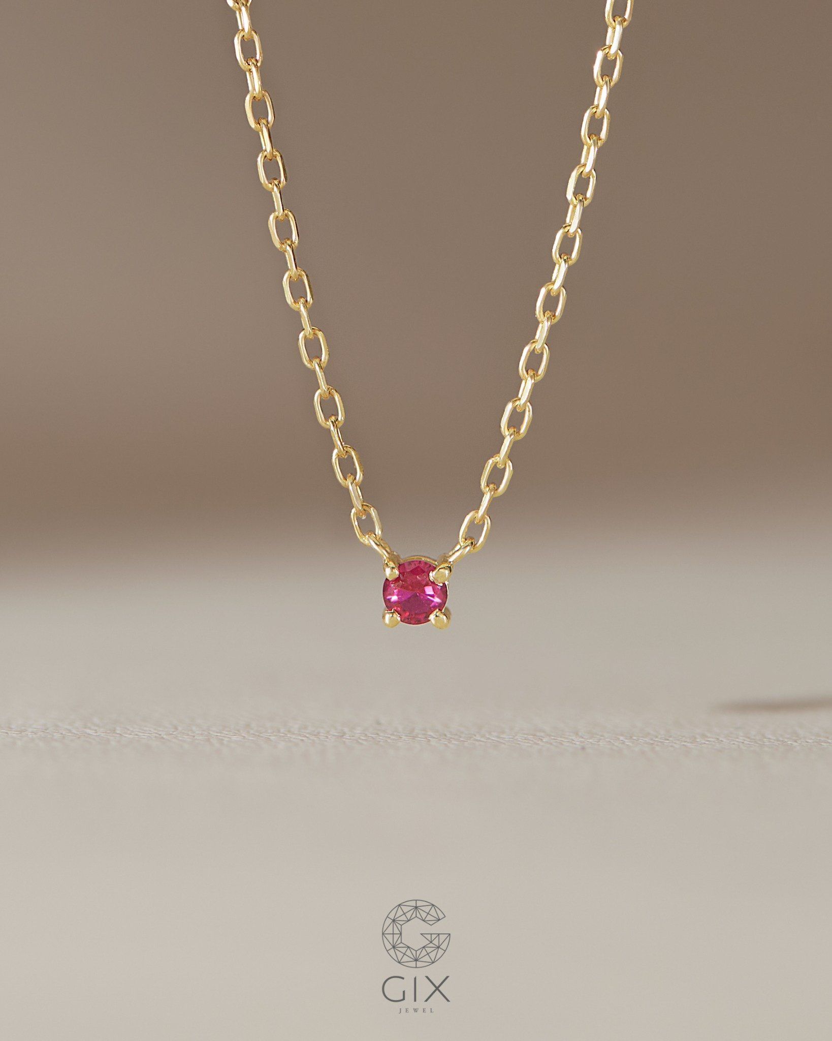  Dây chuyền vàng tây đính đá đỏ đẹp | Gix Jewel 