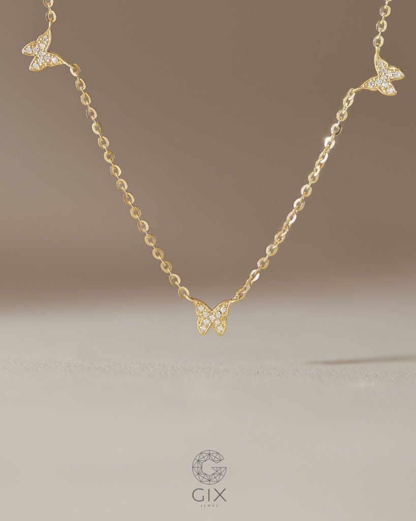  Dây chuyền bướm vàng tây & bạc mạ vàng 18k đẹp - Misty Wing | Gixjewel 