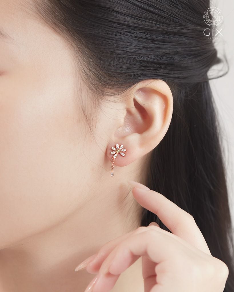  Bông tai hoa cúc GD vàng đẹp & bạc 925 đính đá cao cấp | Gix Jewel 