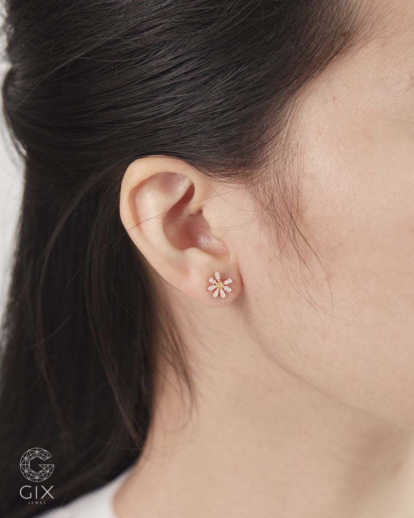  Bông tai hoa cúc GD vàng đẹp & bạc 925 đính đá cao cấp | Gix Jewel 
