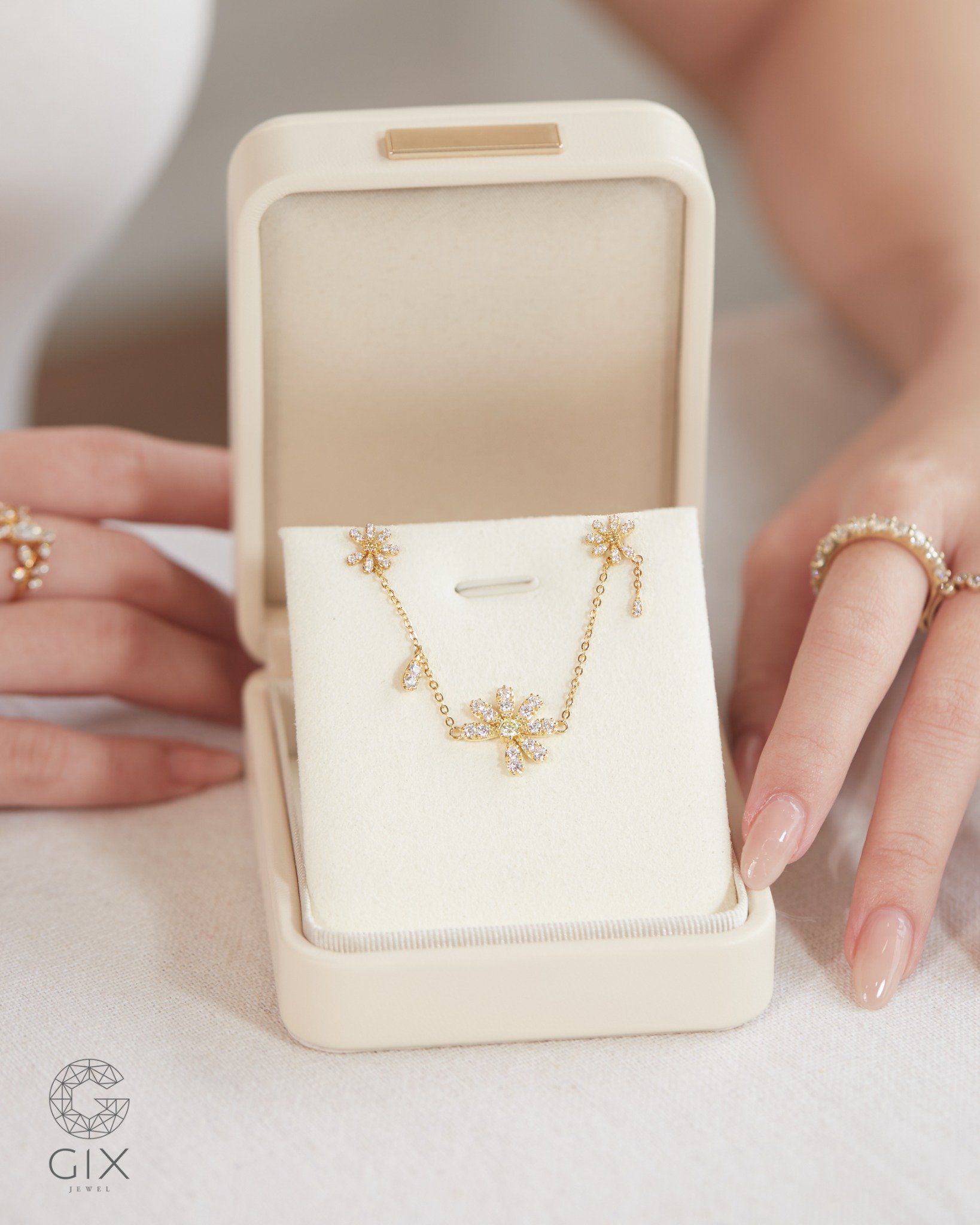  Bông tai hoa cúc GD vàng đẹp & bạc 925 đính đá cao cấp | Gix Jewel 