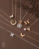  Dây chuyền vàng trắng luồn mặt hoa đính đá cao cấp | Gix Jewel 