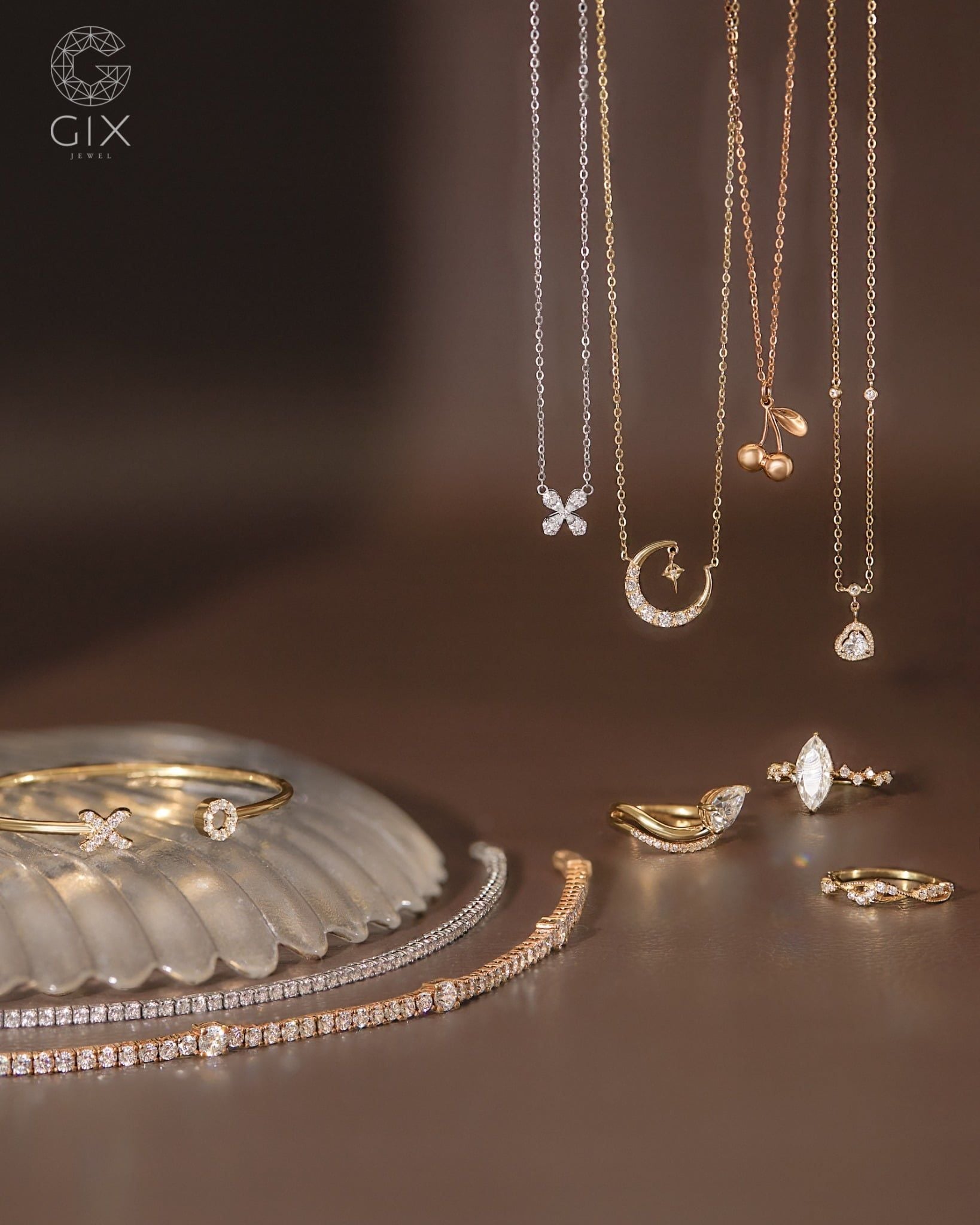  Dây chuyền vàng hồng sợi mảnh mặt hình cherry | Gix Jewel 