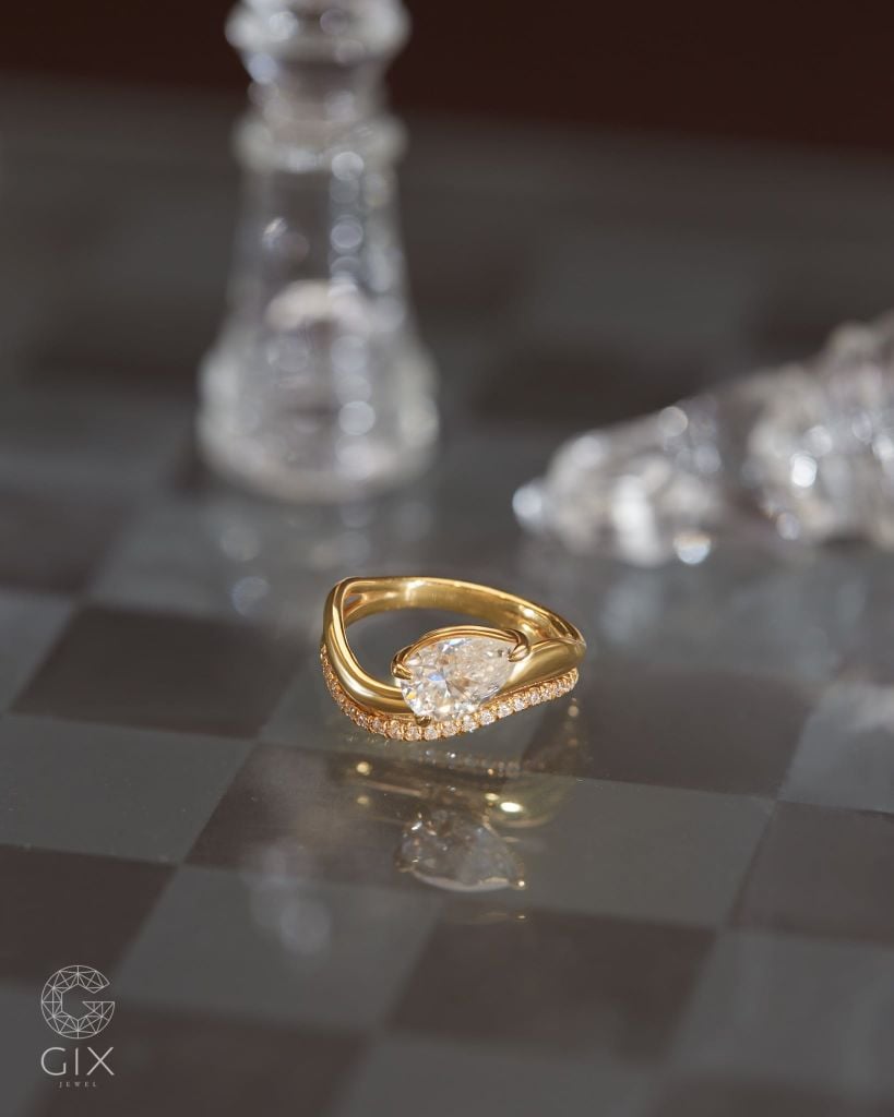  Nhẫn kim cương Pear layer sang trọng cho nữ | Gix Jewel 