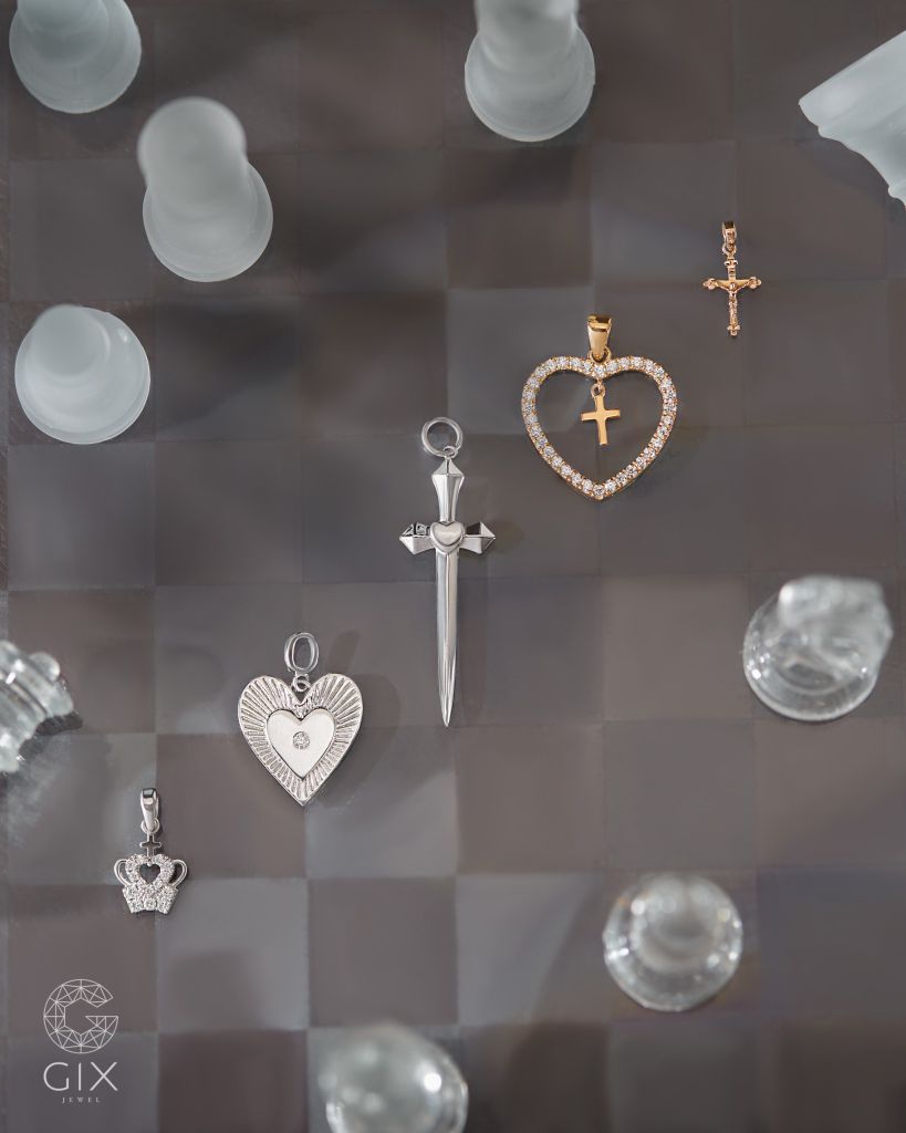  Dây chuyền trái tim lồng thánh giá vàng 18k bạc s925 đẹp | Gixjewel 