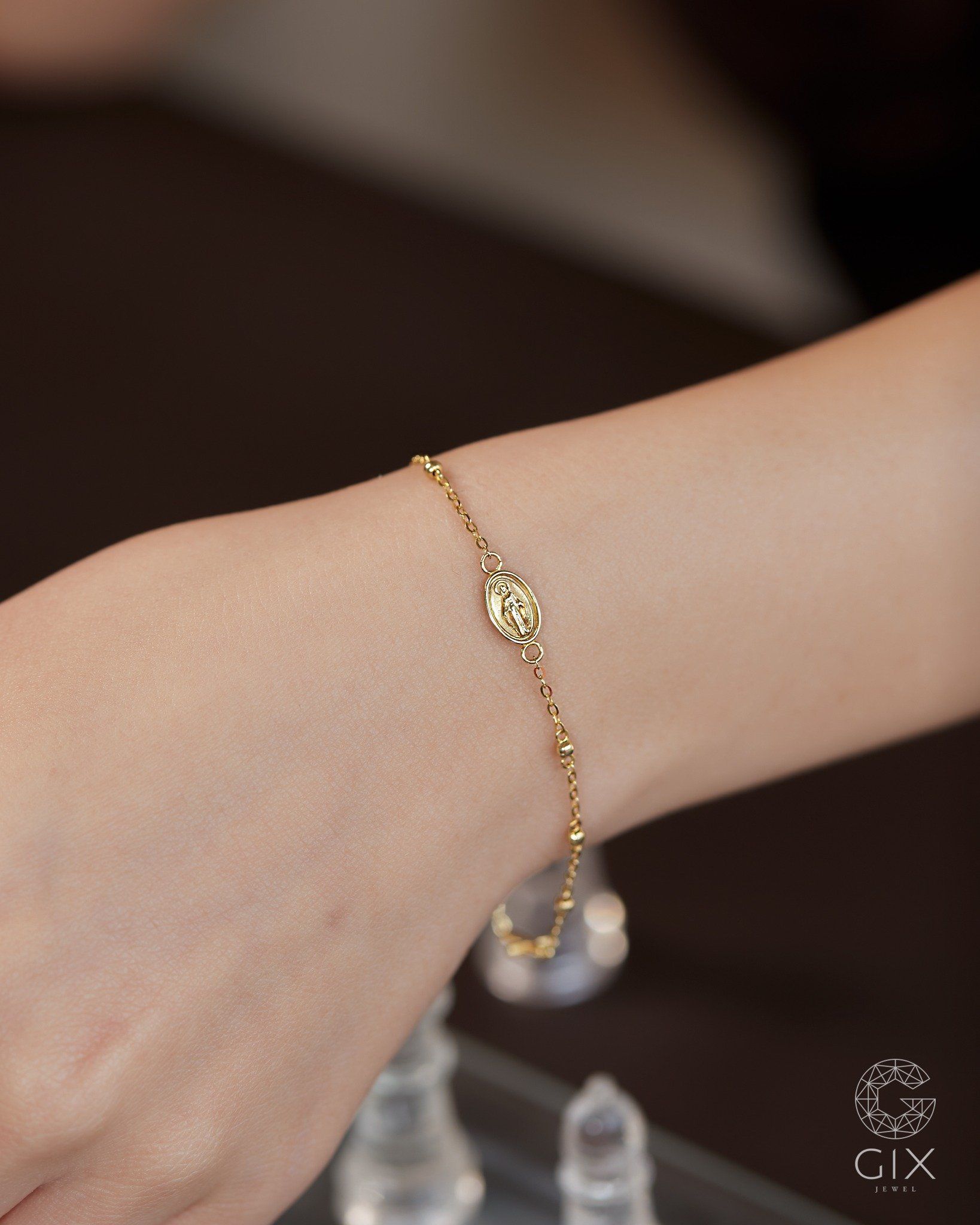  Lắc tay thánh giá vàng 18k nữ bạc 925 đơn giản đẹp giá rẻ Gix Jewel 