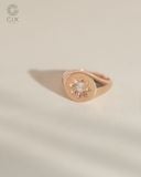  Nhẫn signet nam nữ vàng 18k & bạc 925 mặt tròn đính đá khắc hoạ tiết | Gix Jewel 