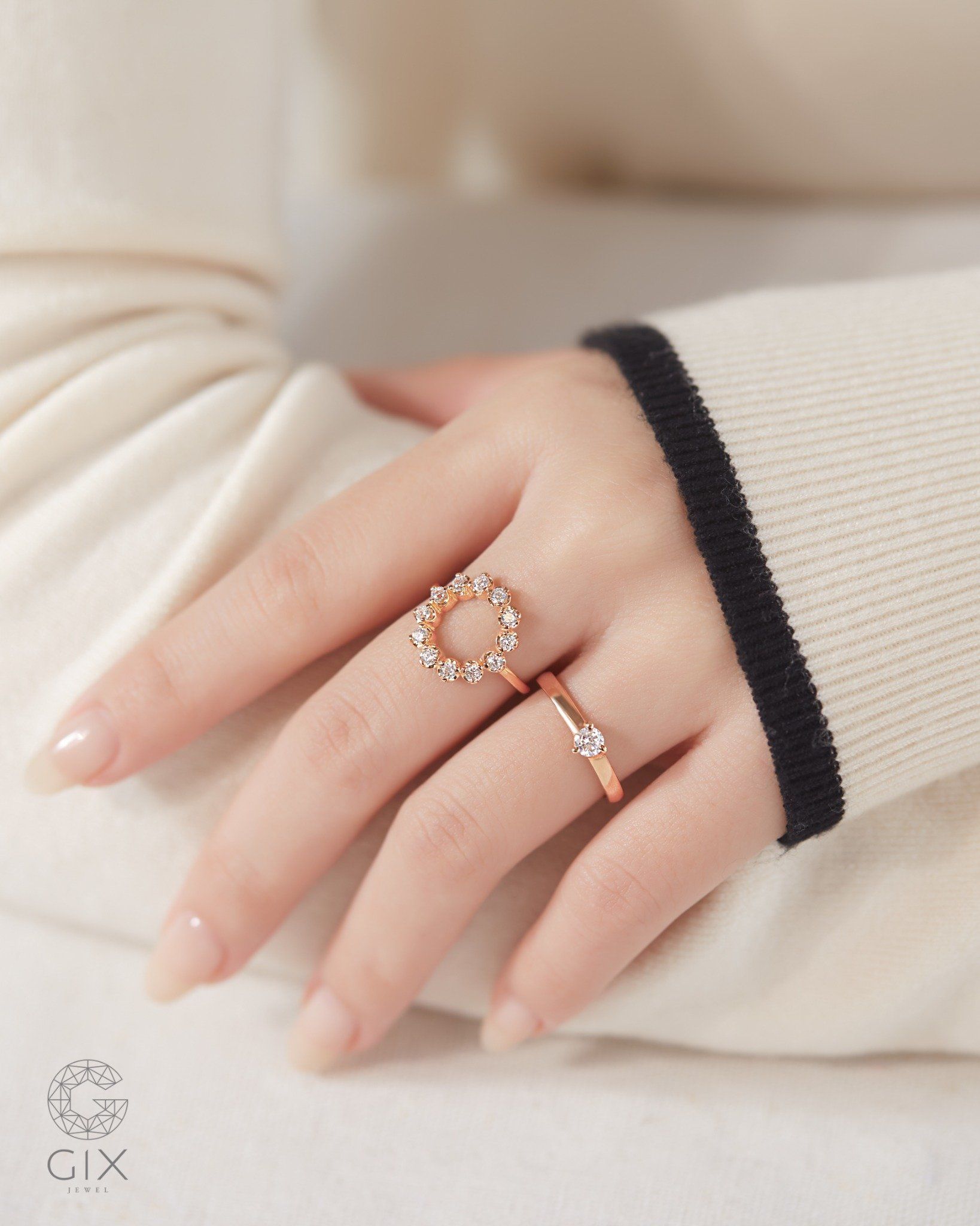  Nhẫn nữ đính đá vàng 18k & bạc đẹp | Gix Jewel 