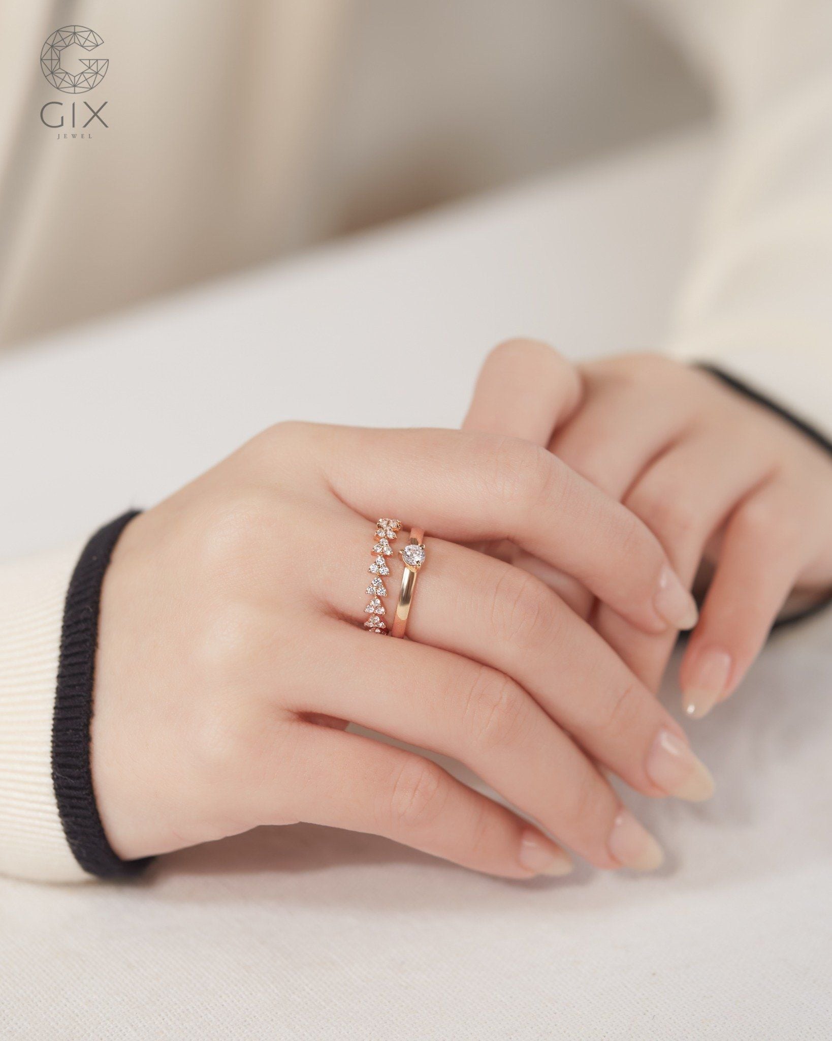  Nhẫn nữ đính đá vàng 18k & bạc đẹp | Gix Jewel 