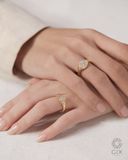  Nhẫn đôi signet bạc mạ vàng đính đá Moissanite - GCR25050107 