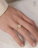  Nhẫn cưới signet ring mặt tròn vàng 14k đính đá Gix Jewel - GCR25050107 