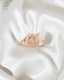  Nhẫn signet nam nữ vàng 18k & bạc 925 mặt tròn đính đá khắc hoạ tiết | Gix Jewel 