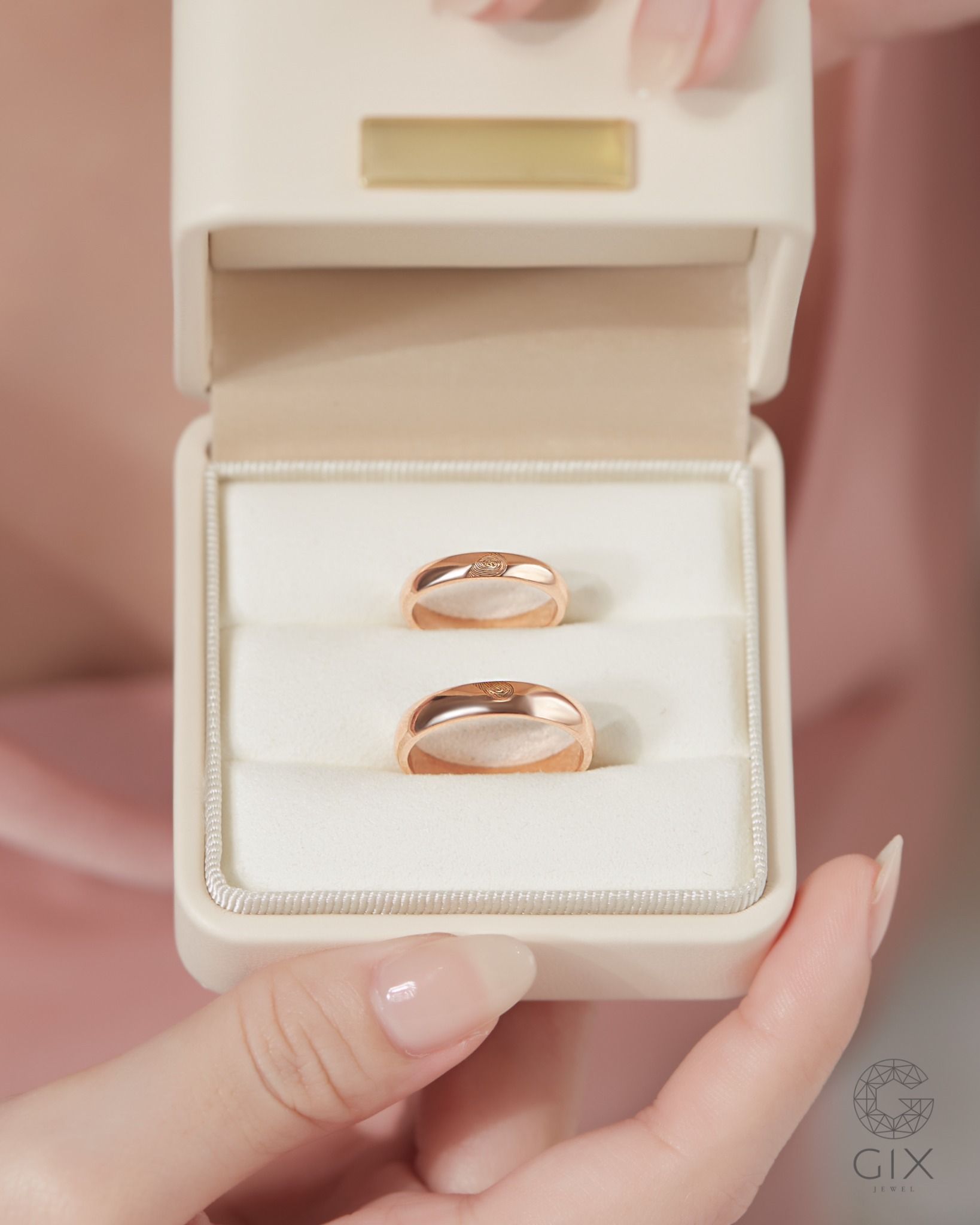  Nhẫn cưới vàng 18k in vân tay bản mo Gix Jewel - GCR25050120 