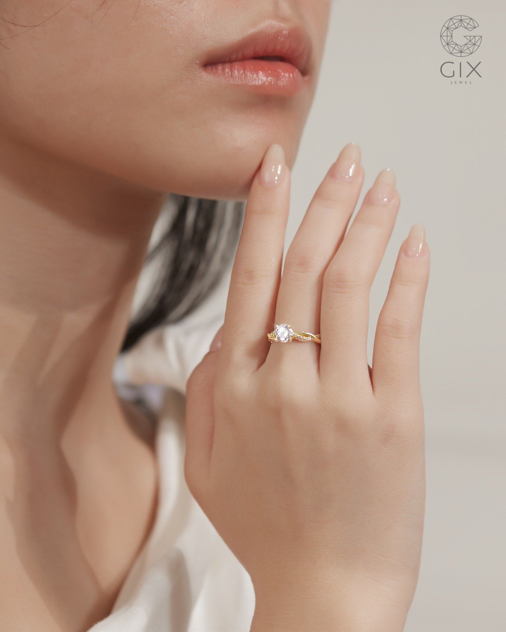  Nhẫn cầu hôn vàng tây 18k đính kim cương - Soft Armor | Gix Jewel 