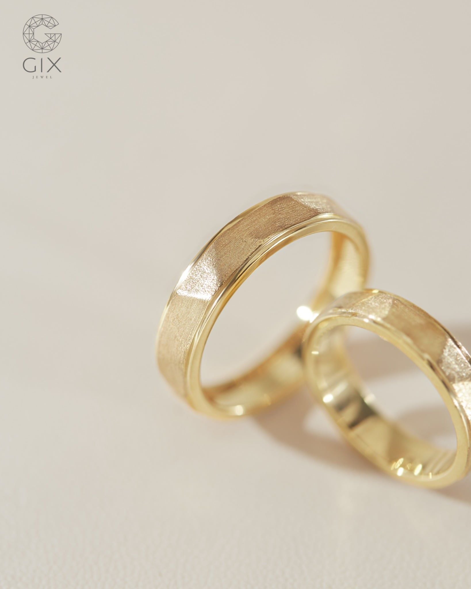  Cặp nhẫn cưới vàng 14k đẹp khắc hoa văn Gix Jewel - GCR25050077 