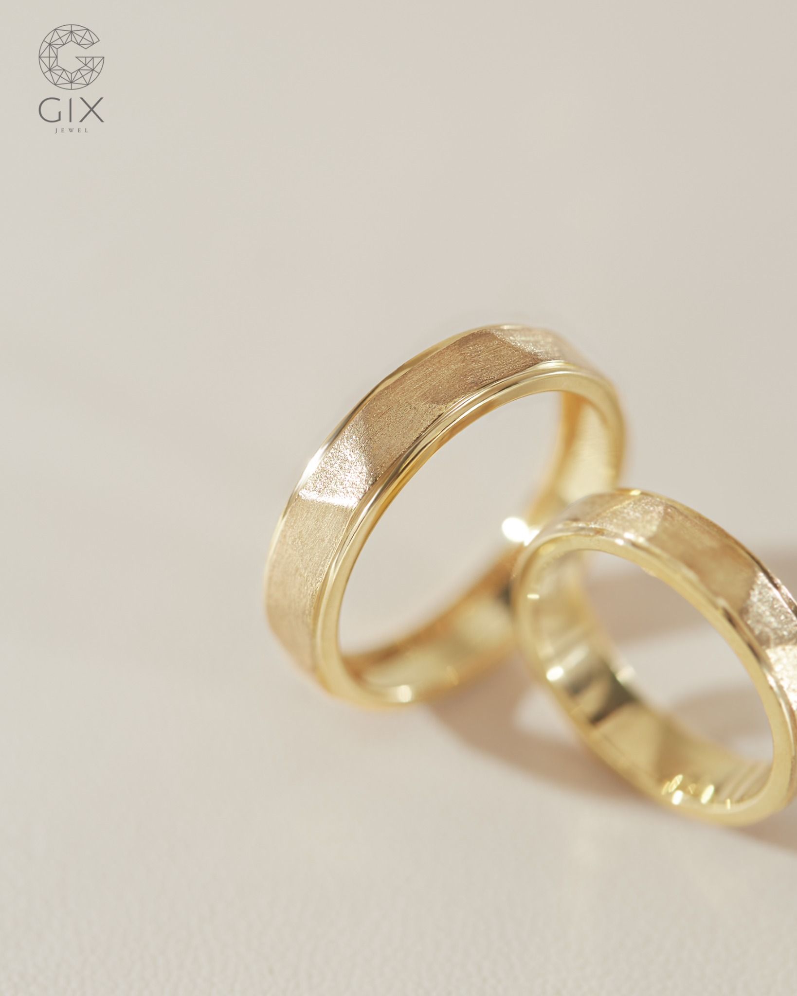  Cặp nhẫn đôi trơn bạc đẹp vát cạnh kiểu mới Gix Jewelry - GCR25050077 