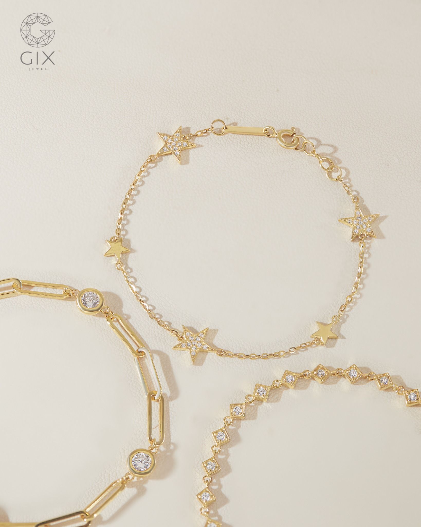  Lắc tay mắc xích vàng tây & bạc đẹp đính đá cao cấp | Gix Jewel 