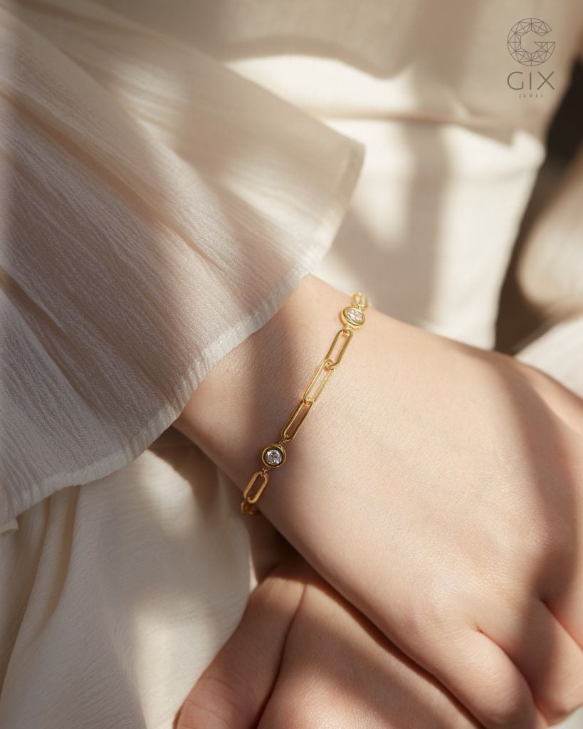  Lắc tay mắc xích vàng tây & bạc đẹp đính đá cao cấp | Gix Jewel 