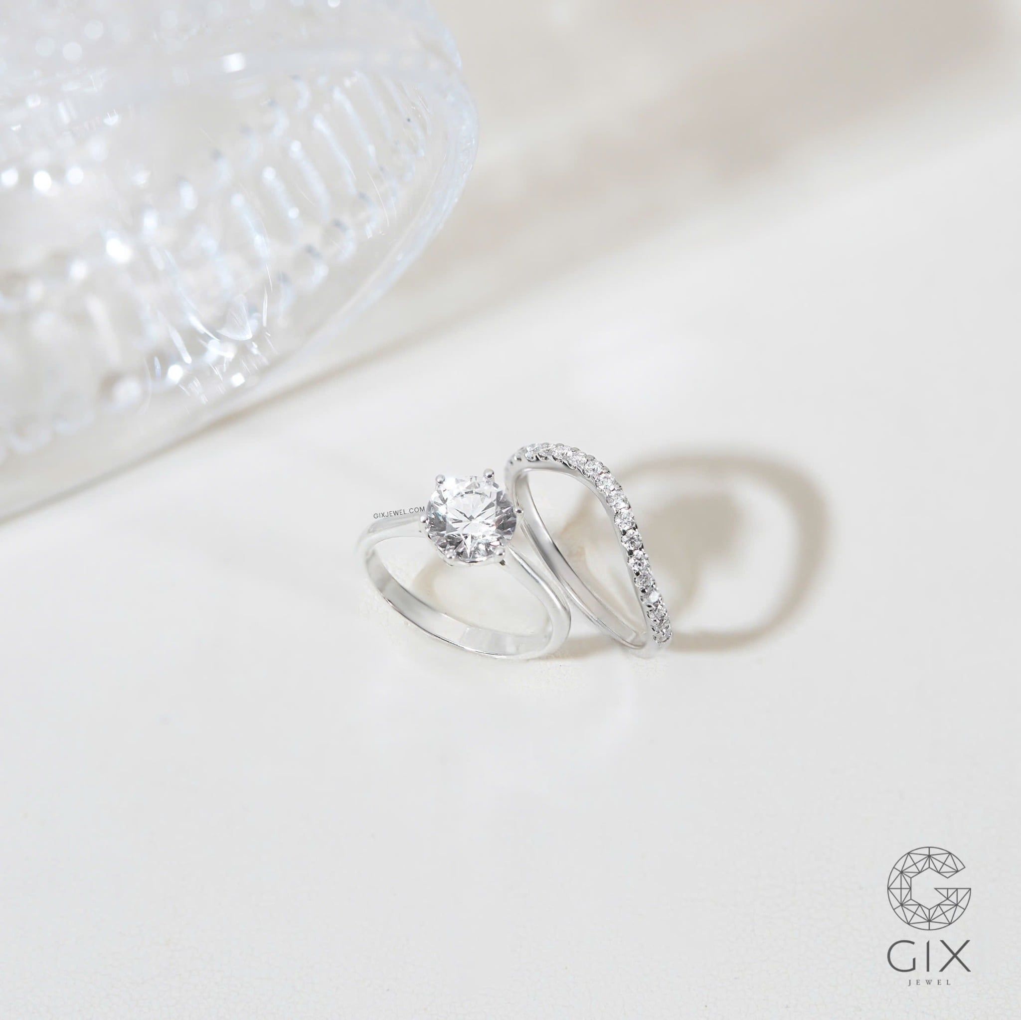  Nhẫn đính hôn bạc Crown Edge | Gix Jewelry 