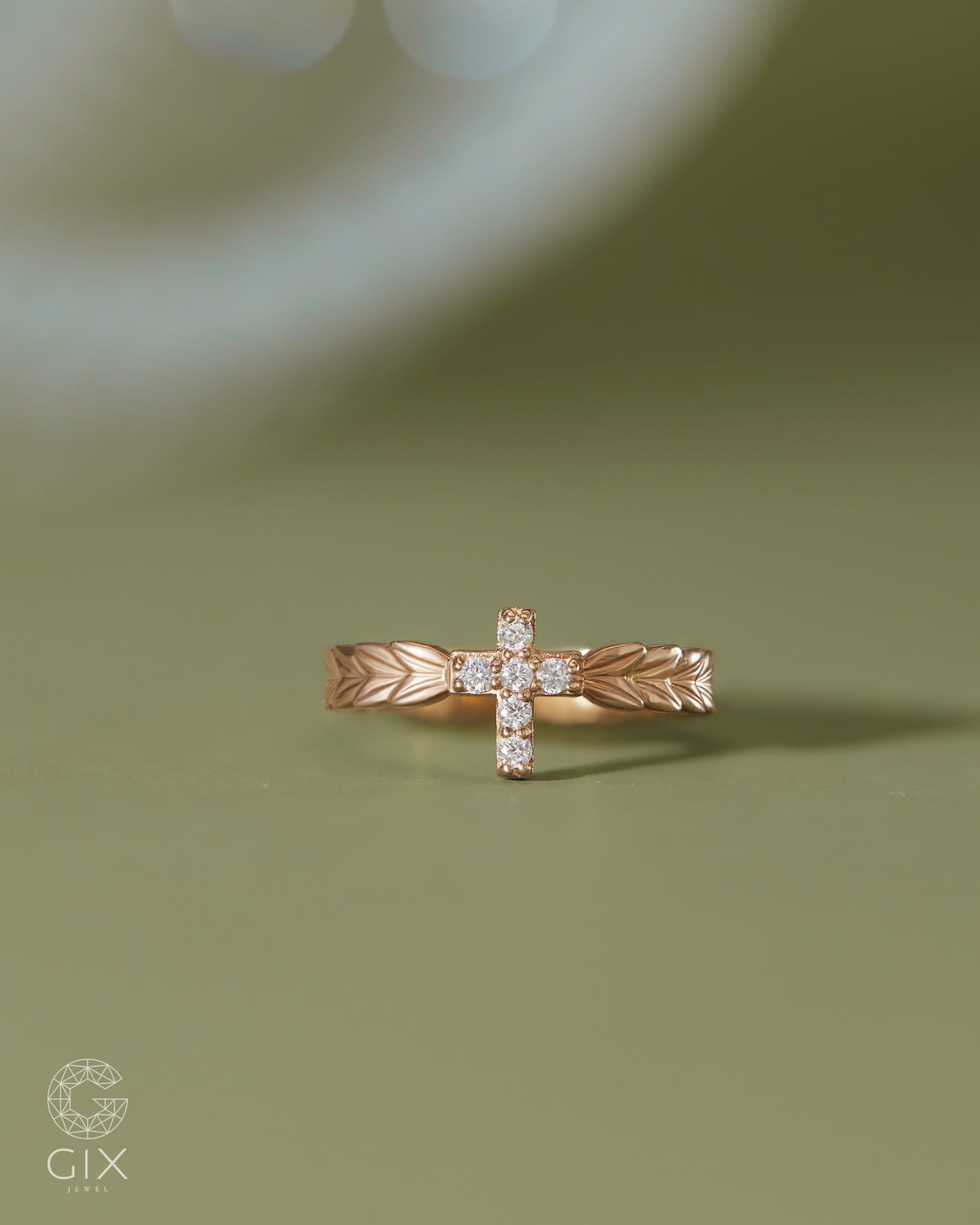  Nhẫn thánh giá nam nữ vàng hồng đính đá đẹp | Gix Jewel 
