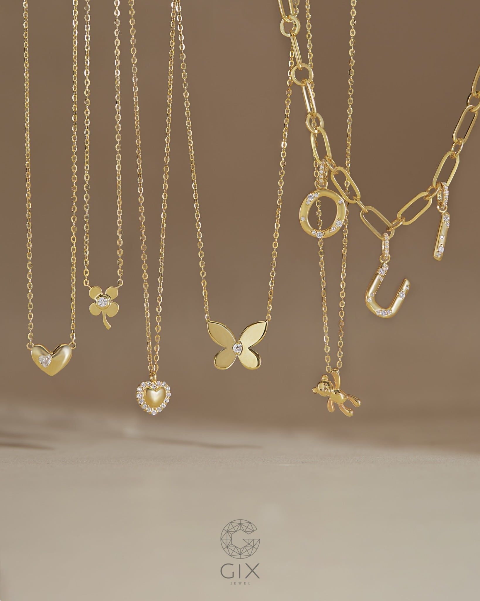  Dây chuyền vàng tây sợi mảnh mặt gấu nguyên khối | Gix Jewel 