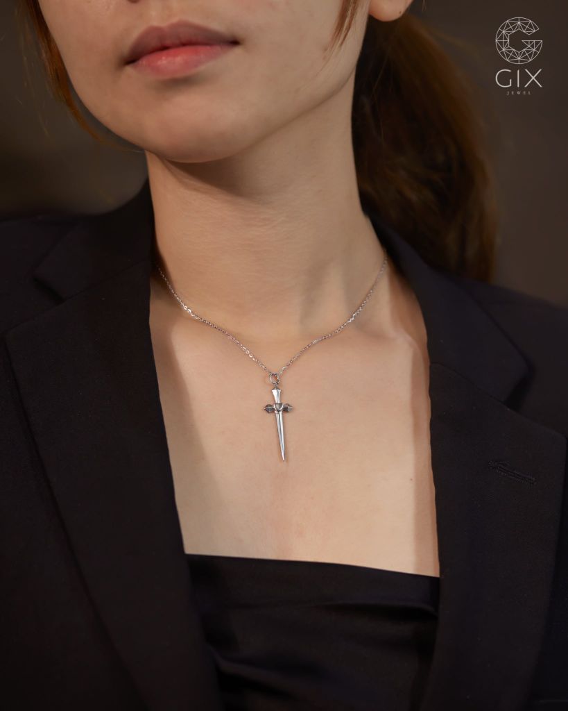  Dây chuyền thánh giá vàng trắng nam nữ dáng hình thanh kiếm | Gix 