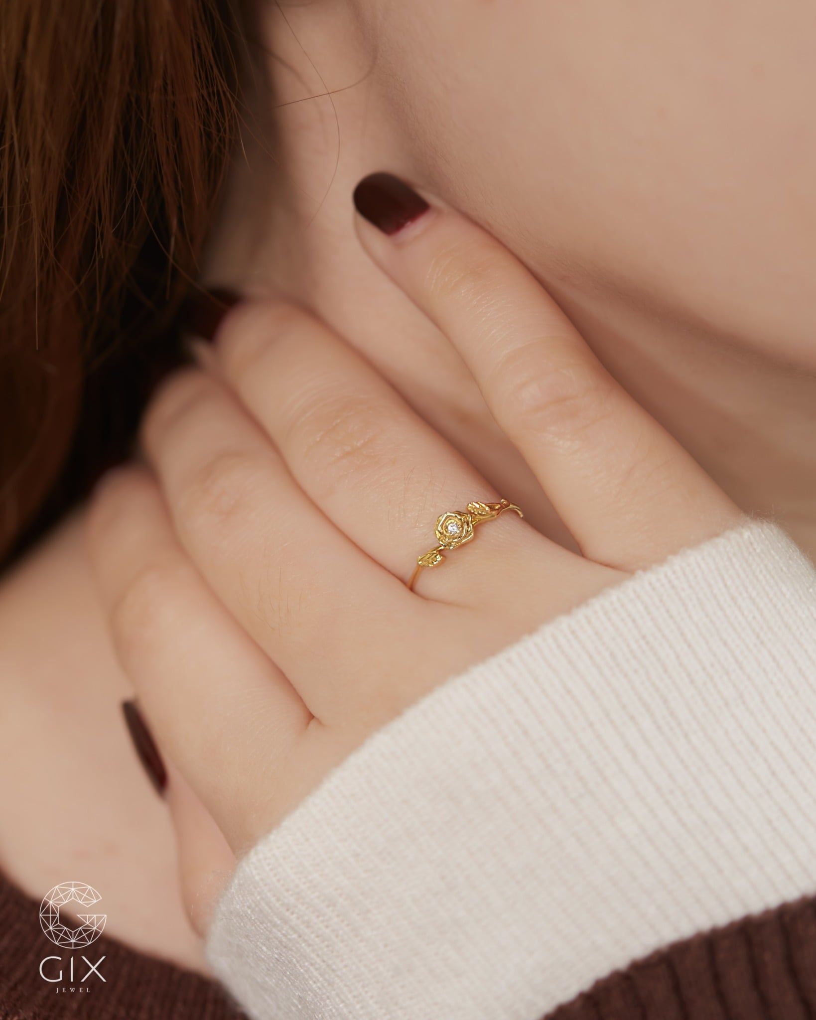  Nhẫn vàng 18k nữ hình hoa hồng đẹp | Gix Jewel 